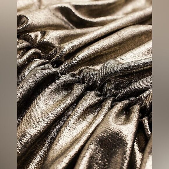 EXPRESS Metallic Rosette Halter Ruched Mini Sheath Dress y3k - Picture 16 of 16